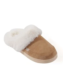 Pantoufles de chambre doublées de thermique avec détail de couture pour femmes, automne/hiver