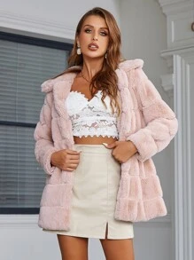 Eilly Bazar Open Front Fuzzy Coat - Baby Pink - View 1