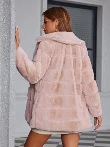 Eilly Bazar Open Front Fuzzy Coat - Baby Pink - View 2