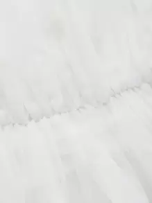 SHEIN ICON Ruffle Hem Organza Tube Top - White - View 3