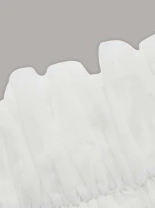 SHEIN ICON Ruffle Hem Organza Tube Top - White - View 4