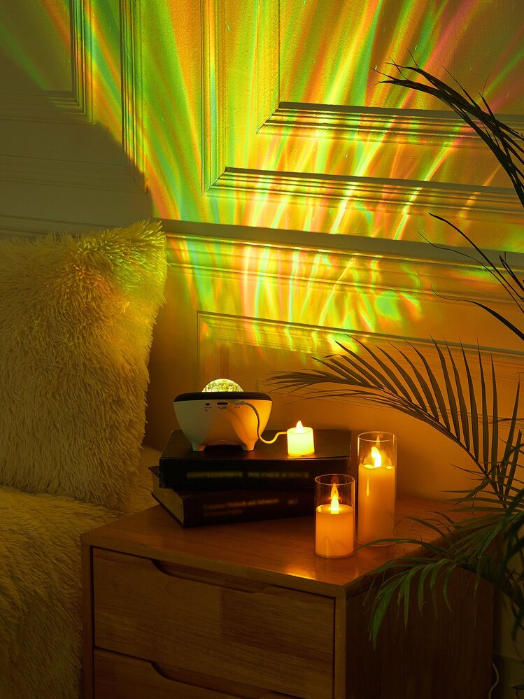 Music Starry Sky Aurora Projector Lamp, Speaker Laser Atmosphere Light, PC Material, RGB Color Changing, Bedroom, Party, Camping, RV, Home Decor, Night Light, Gift For Girlfriend, Romantic Night Light - Multicolor - View 3