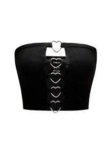SHEIN Unity Top bandeau con diseño de aro de corazón - Negro - Ver 1