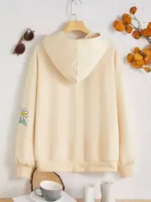 SHEIN 少女字母蝴蝶印花卫衣 - 杏色 - 查看 2