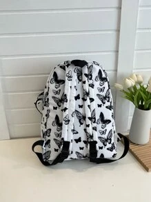 Butterfly Graphic Pocket Front Backpack With Small Pouch