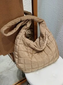 衍縫細節流浪包 - 駝色 - 查看 5