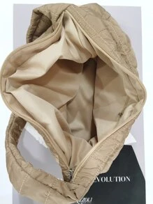 衍縫細節流浪包 - 駝色 - 查看 7