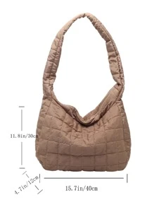 衍縫細節流浪包 - 駝色 - 查看 8