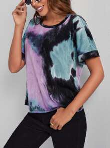 SHEIN EZwear Twist Back Tie Dye Tee - Multicolor - View 6