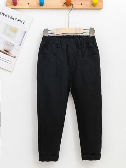 Young Boy Casual Simple Preppy Cat Whisker Elastic Waist Baggy Jeans, School, Campus, College Summer Holiday