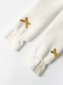 1入組加厚蝴蝶裝飾緊長褲適用於小女童帶白色公主連褲襪,秋天冬天