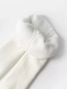 1入組加厚蝴蝶裝飾緊長褲適用於小女童帶白色公主連褲襪,秋天冬天