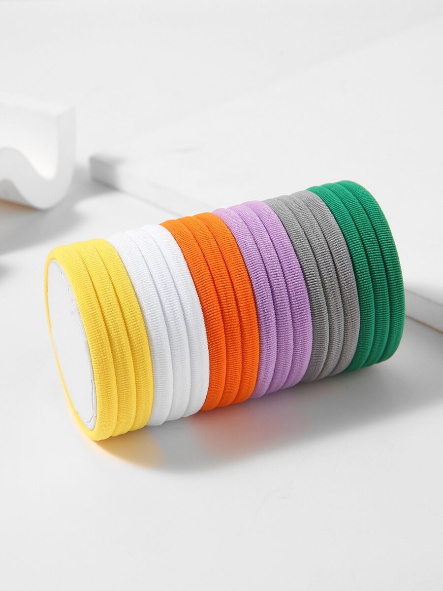 18入組素色髮圈 - 彩色 - 查看 1