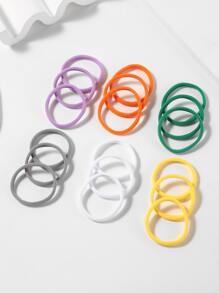 18入組素色髮圈 - 彩色 - 查看 2