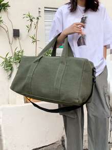 Bolso de lona minimalista de gran capacidad - Verde - Ver 2