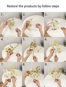 1pc Plain Artificial Leaf - Gold - View 4