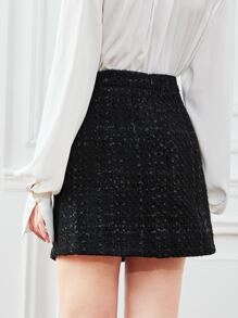 SHEIN BAE 素色高腰粗花呢半身裙