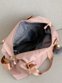 Pom Pom Decor Large Capacity Duffel Bag - Pink - View 7