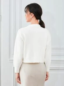 Aveloria Rosie Áo len cardigan dáng rộng thả vai dệt kim cáp, áo dài tay - Màu be - Xem 2