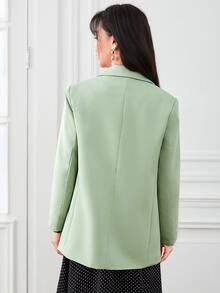 SHEIN Privé Lapel Neck Single Button Blazer - Mint Green - View 2
