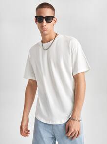 Manfinity NiteLyfe Men Cotton Drop Shoulder Tee - White - View 4