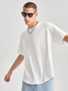 Manfinity NiteLyfe Men Cotton Drop Shoulder Tee - White - View 5