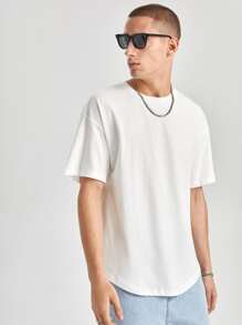 Manfinity NiteLyfe Men Cotton Drop Shoulder Tee - White - View 6