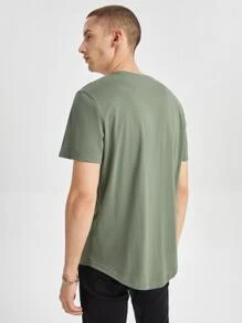 Manfinity RebelGame Men 100% Cotton Solid Round Neck Tee - Mint Green - View 2