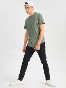 Manfinity RebelGame Men 100% Cotton Solid Round Neck Tee - Mint Green - View 6