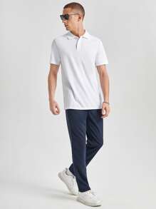 Manfinity NiteLyfe Áo thun có cổ Nam Nút phía trước màu trơn Cơ bản - trắng - Xem 7