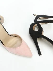 女士高跟尖头搭扣凉鞋，纤细优雅鞋款，粉色，春秋新款，优雅派对鞋，细高跟鞋 - 淺粉色 - 查看 3