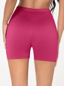 SHEIN EZwear Shorts biker de talle alto - Rosa Fucsia - Ver 3