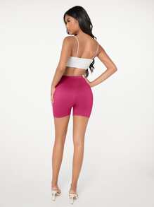 SHEIN EZwear Shorts biker de talle alto - Rosa Fucsia - Ver 6