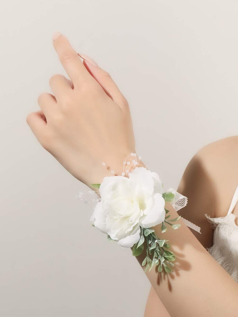 Flower Decor Wrist Corsage - Multicolor - View 1
