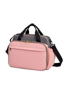 1 Peça Bolsa de fraldas grande em tecido Oxford com grande capacidade, bolsa multifuncional para mamães, bolsa para mãos ou bolsa a tiracolo para viagens, adequada para armazenamento e uso - Rosa chiclete - Visão 5