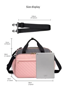 1 Peça Bolsa de fraldas grande em tecido Oxford com grande capacidade, bolsa multifuncional para mamães, bolsa para mãos ou bolsa a tiracolo para viagens, adequada para armazenamento e uso - Rosa chiclete - Visão 6