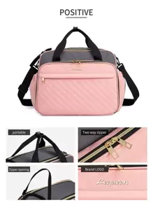 1 Peça Bolsa de fraldas grande em tecido Oxford com grande capacidade, bolsa multifuncional para mamães, bolsa para mãos ou bolsa a tiracolo para viagens, adequada para armazenamento e uso - Rosa chiclete - Visão 9