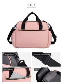 1 Peça Bolsa de fraldas grande em tecido Oxford com grande capacidade, bolsa multifuncional para mamães, bolsa para mãos ou bolsa a tiracolo para viagens, adequada para armazenamento e uso - Rosa chiclete - Visão 10