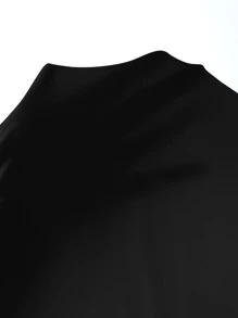 SHEIN Essnce 抽繩袖弧形下擺襯衫 - 黑色 - 查看 6