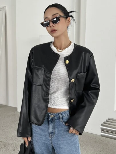 DAZY パッチ ポケット シングルブレスト ジャケット