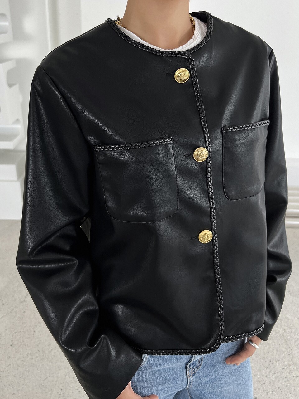 Patched Pocket Single Breasted Jacket
