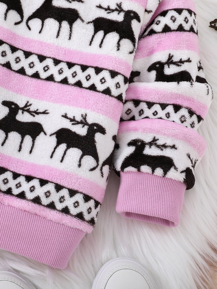 Niñas Pullover alce & con estampado geométrico - Lila Púrpura - Añade 3