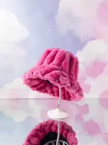 Sombrero Sólido De Cubo Esponjoso Para Calle - Rosa Fucsia - Ver 1