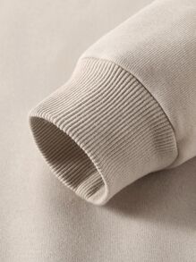 SHEIN EZwear Plus Slogan & Picture Print Thermal Pullover - Apricot - View 5