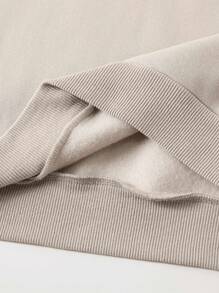 SHEIN EZwear Plus Slogan & Picture Print Thermal Pullover - Apricot - View 7