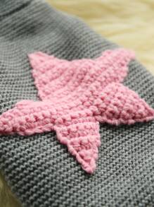 1 件狗貓寵物衣服北歐風格海星毛衣-粉色星星柔軟舒適秋冬 - 淺灰色 - 查看 3