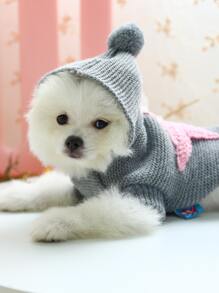 1 件狗貓寵物衣服北歐風格海星毛衣-粉色星星柔軟舒適秋冬 - 淺灰色 - 查看 4