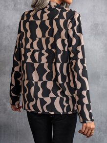 SHEIN LUNE Blusa con estampado de cuello de muesca - Multicolor - Ver 2