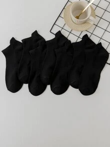 7pairs Men Solid Ankle Socks - Black - View 3
