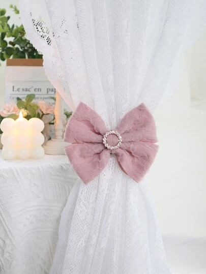 1 chiếc khóa giữ rèm trang trí bằng đá Rhinestone & nơ, khóa rèm bằng polyester thiết kế nơ hiện đại cho gia đình